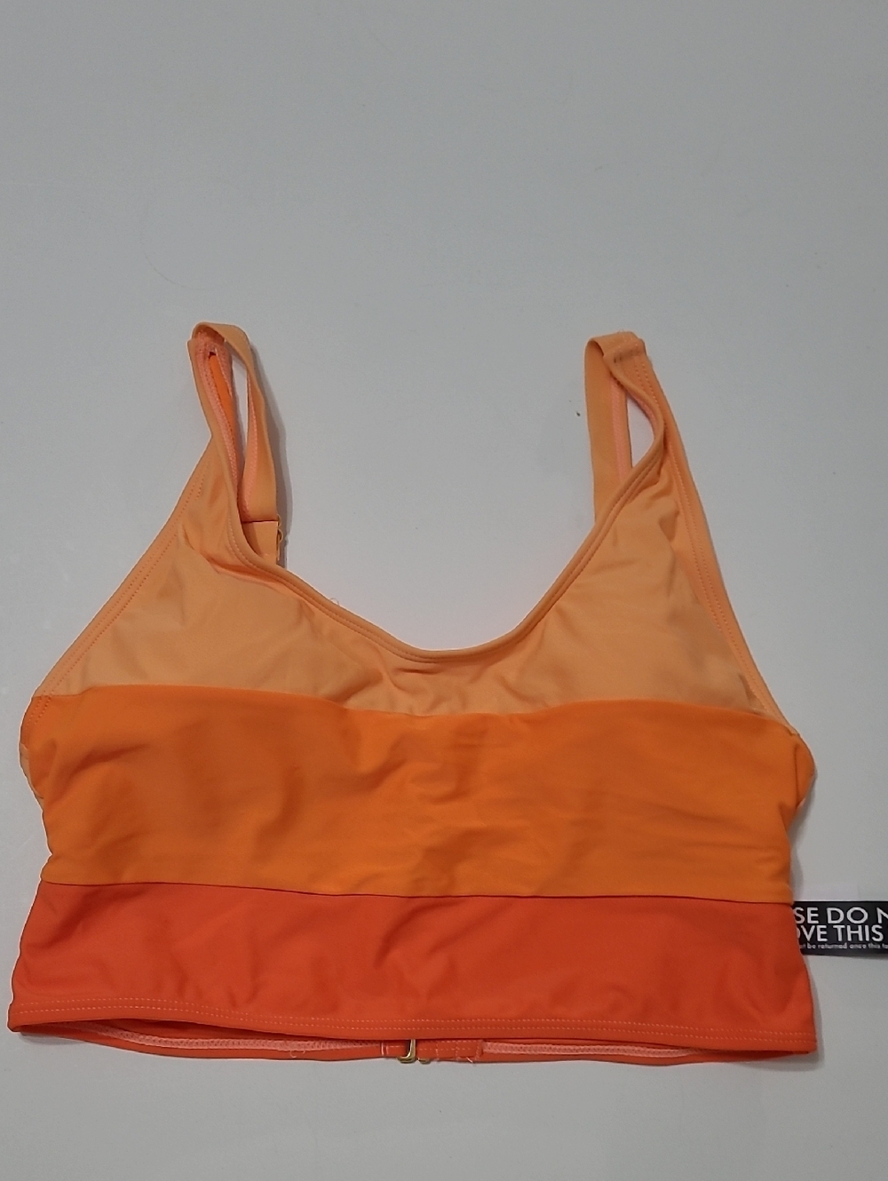 NWT New York & Company 3 Shades of Orange Colorblock Striped Bikini Top Size L
